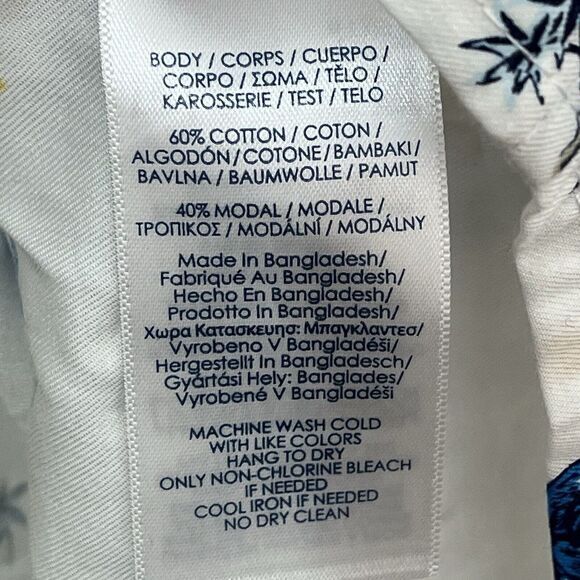 Chaps Easy Care Tropical Mens Size XL White Short Sleeve Button Down Pocket - Picture 9 of 11